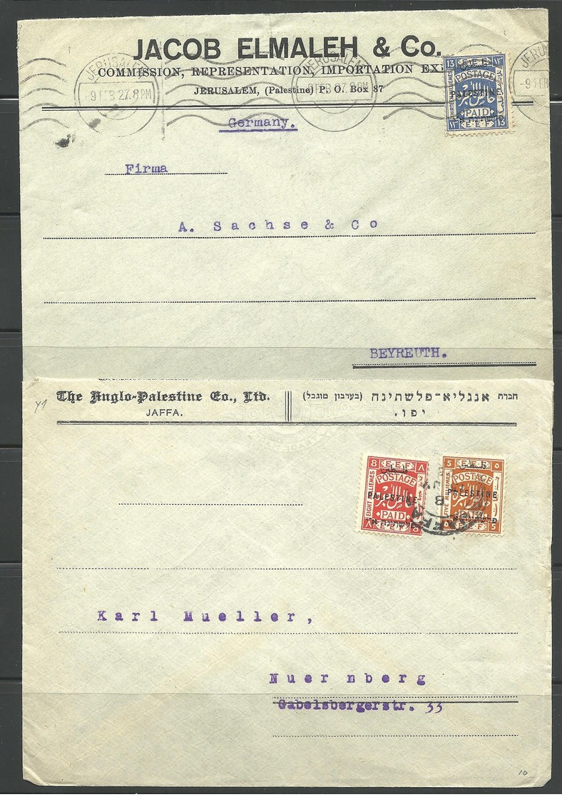 (709)  Ca. 1923/27 5 Briefe Nach Deutschland, Schweiz, Frankiert Mit Palestine  - Palestine