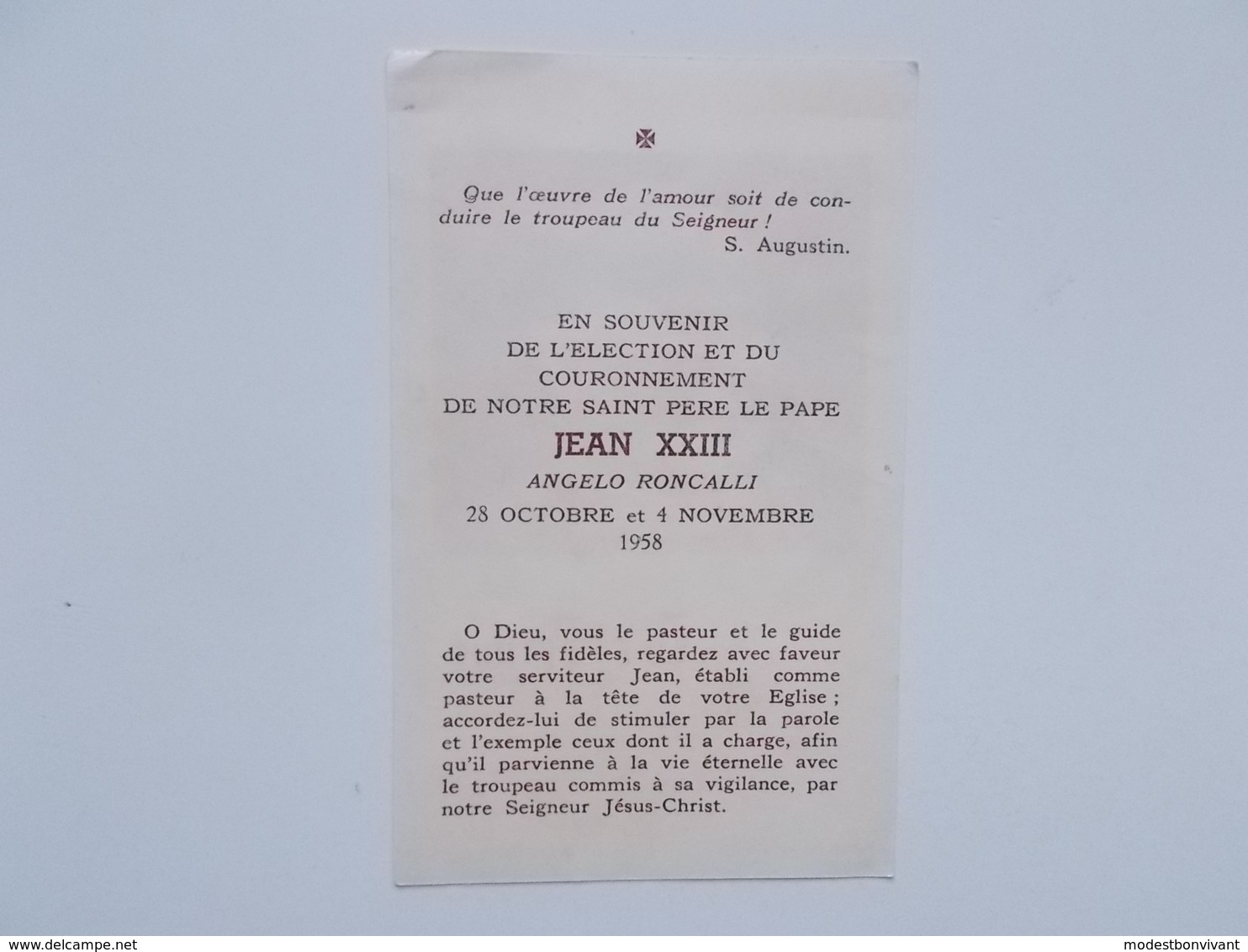 Bidprintje: Souvenir De L'élection Et Couronnement Du PAPE JEAN XXIII, Angelo RONCALLI 25/10 Et 4/11 -1958 - Other & Unclassified