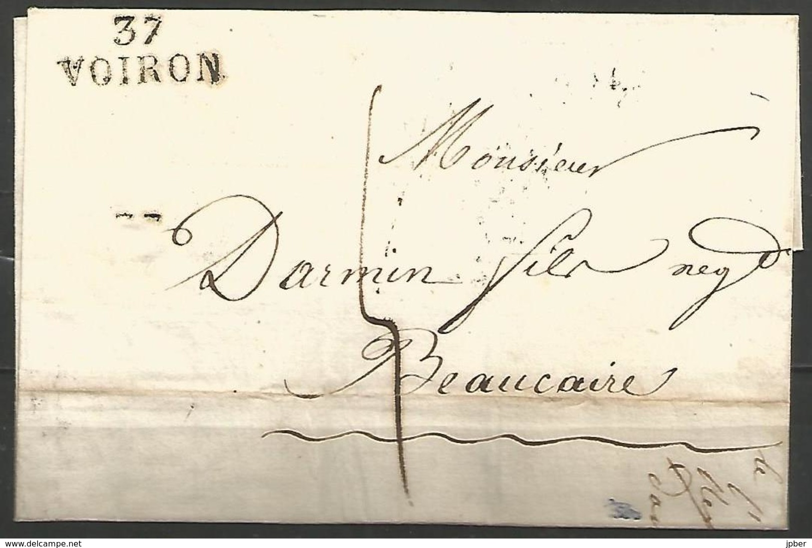 (D108) LSC De VOIRON (37 VOIRON En Noir) Vers BEAUCAIRE Du 2/7/1826 - 1801-1848: Précurseurs XIX