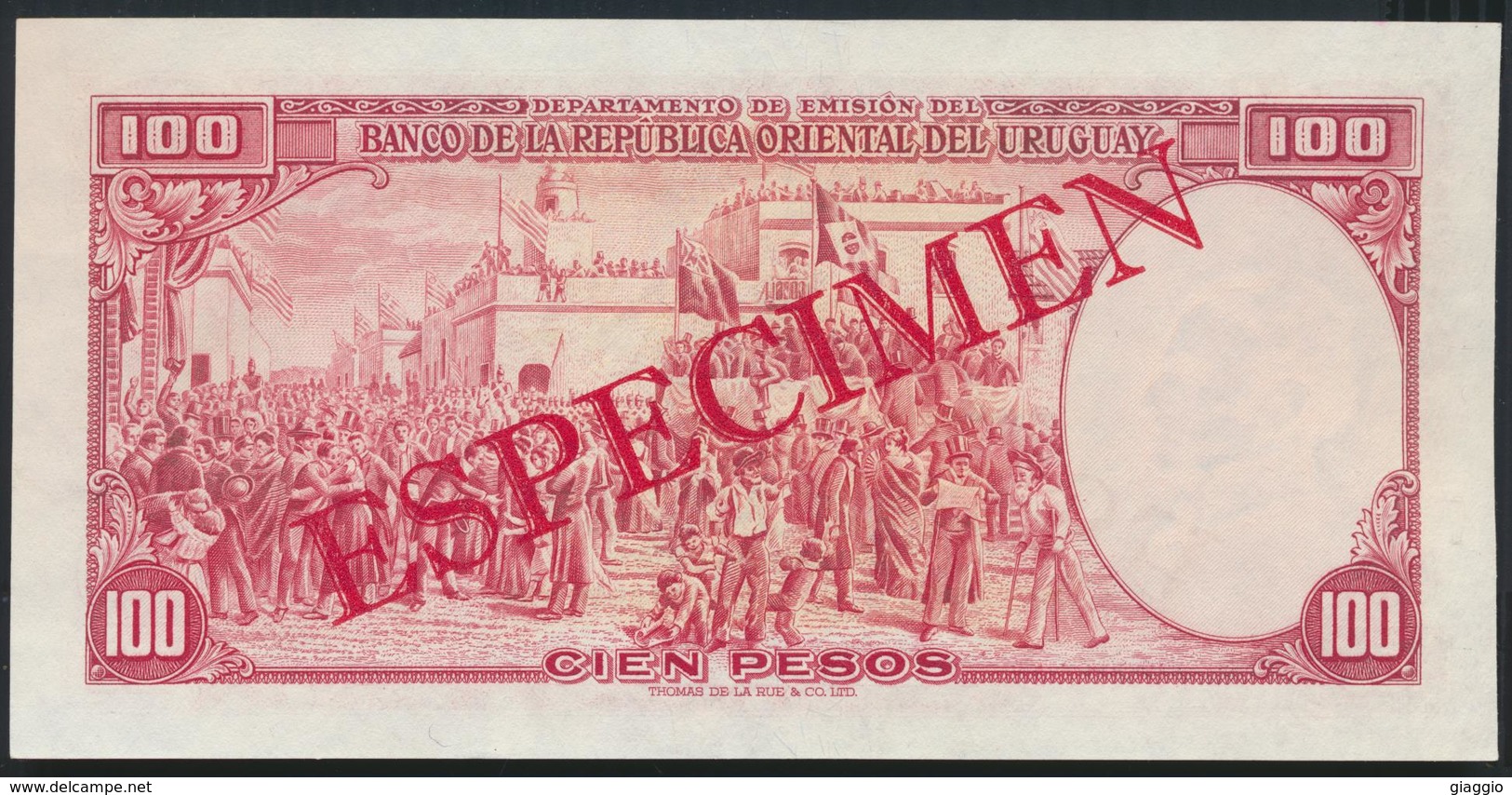 °°° SPECIMEN URUGUAY 100 PESOS 1939 AUNC °°° - Uruguay