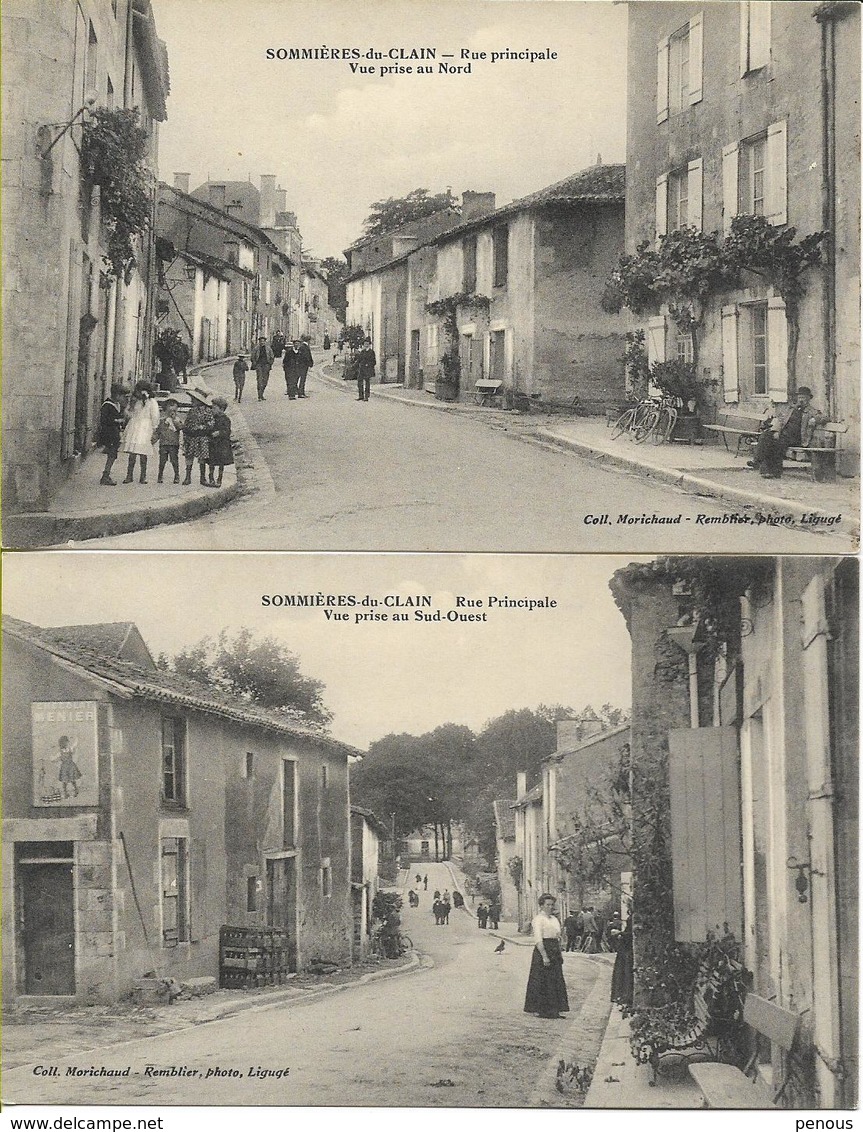 SOMMIERES DU CLAIN  Lot De 2 CP Rue Principale, Nord Et Sud-Ouest - Autres & Non Classés