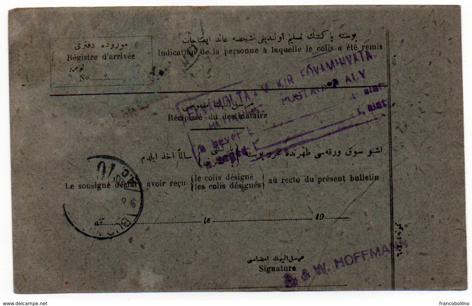 TURQUIE/TURKEY - BULLETIN D'EXPEDITION COLIS POUR LA HONGRIE - 1918 - Storia Postale