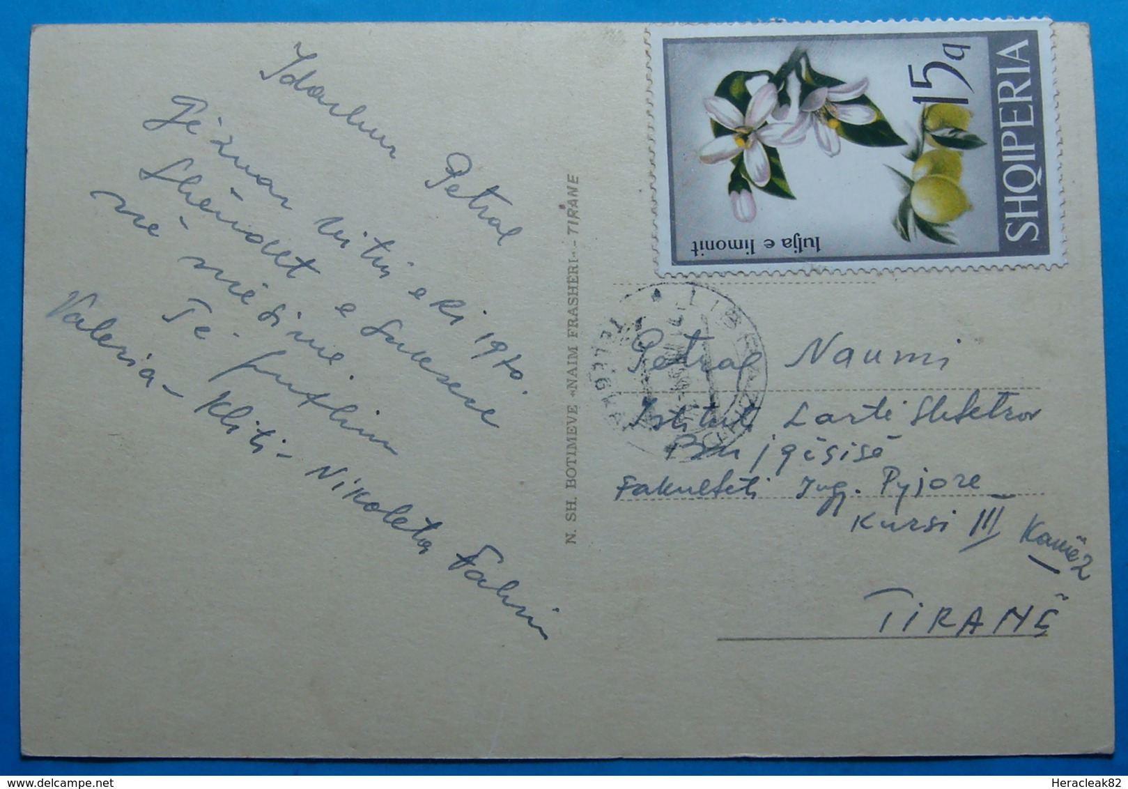 1969 Albania Happy New Year Postcard Sent From Librazhd To Tirana, Seal: LIBRAZHD Stamp 15q. LIME FLOWER - Albania