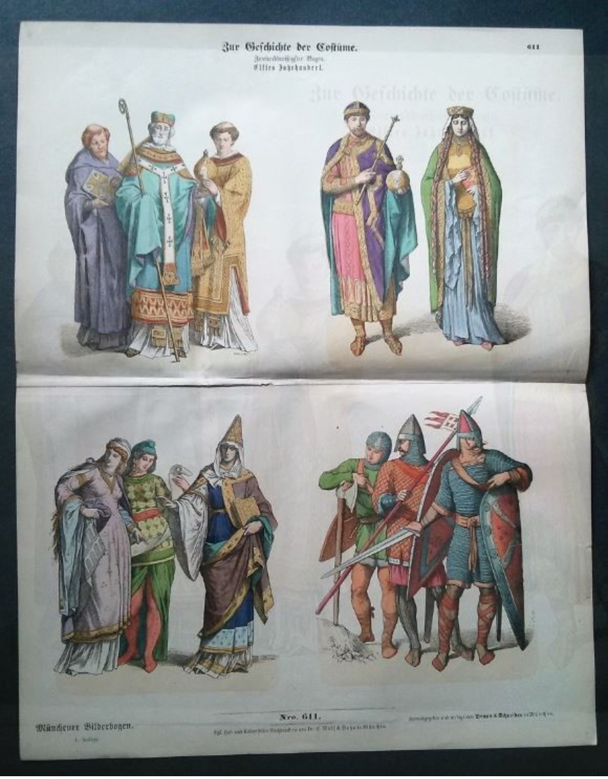 Litho Ancienne Allemande, Costumes Anciens No 611. - Lithographies