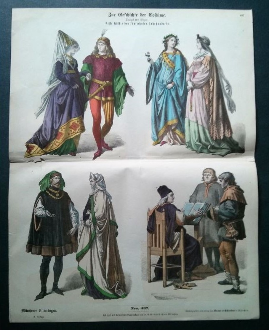 Litho Ancienne Allemande, Costumes Anciens No 437. - Lithographies