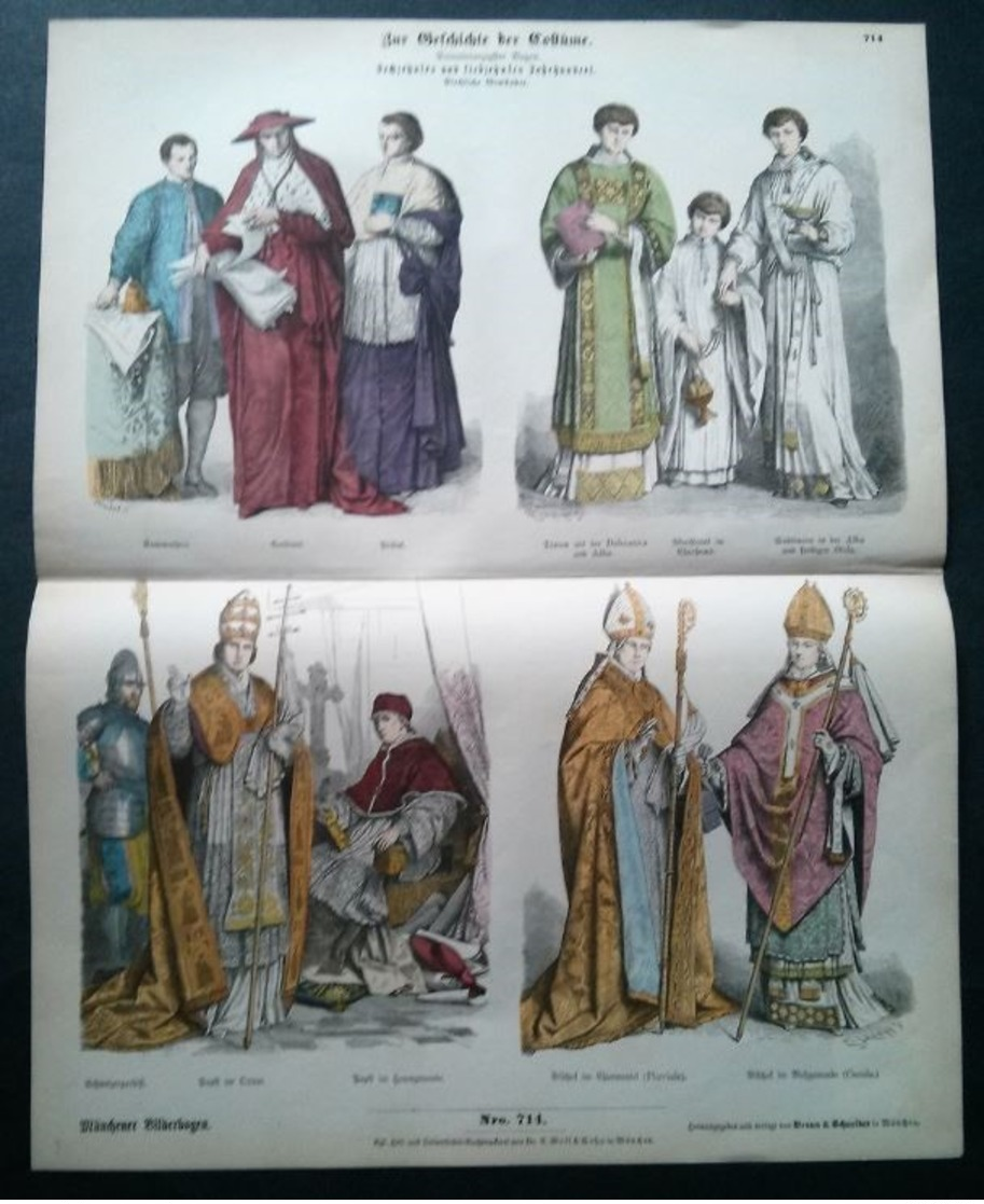 Litho Ancienne Allemande, Costumes Anciens No 714. - Lithographies