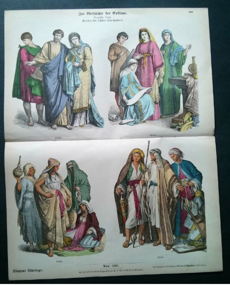 Litho Ancienne Allemande, Costumes Anciens No 707. - Lithographies