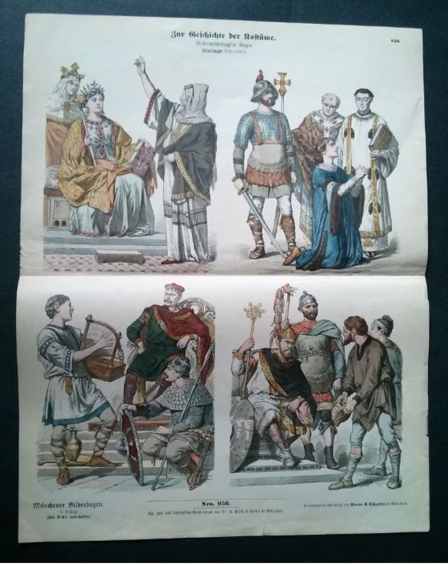 Litho Ancienne Allemande, Costumes Anciens No 956. - Lithographies