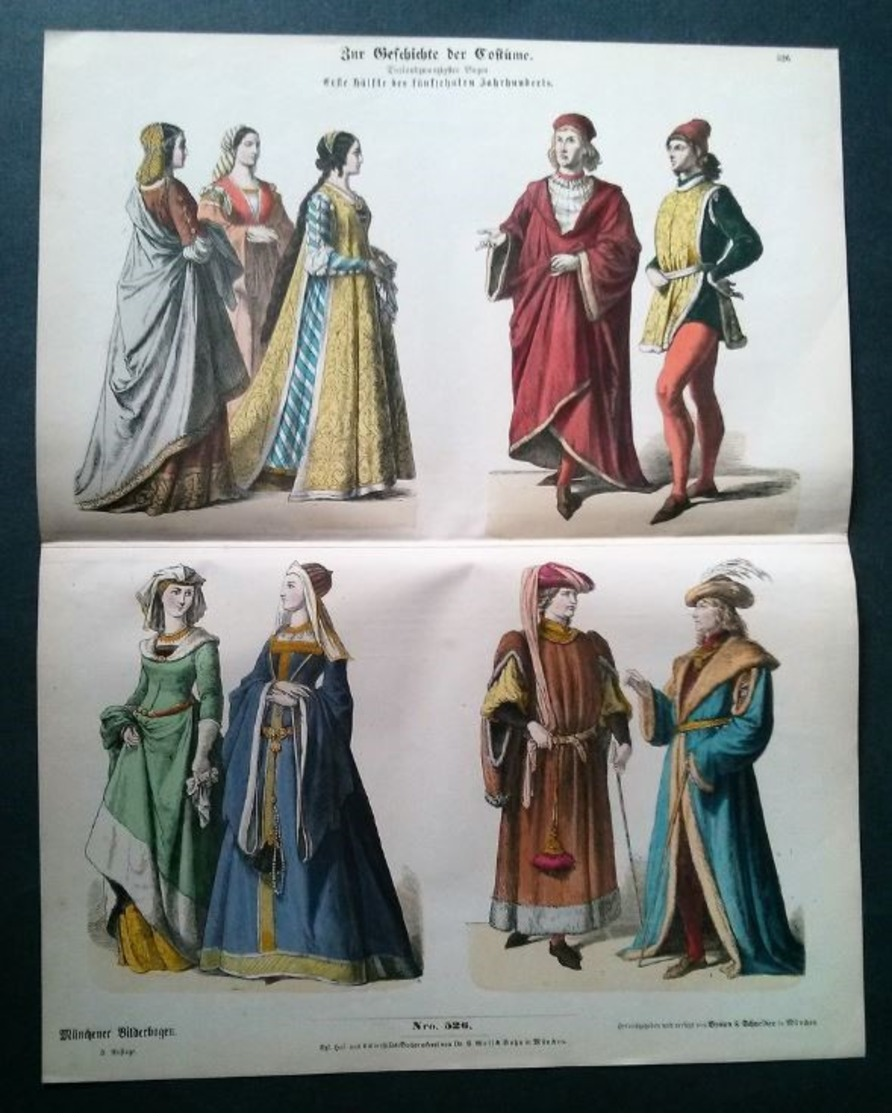 Litho Ancienne Allemande, Costumes Anciens No 526. - Lithographies