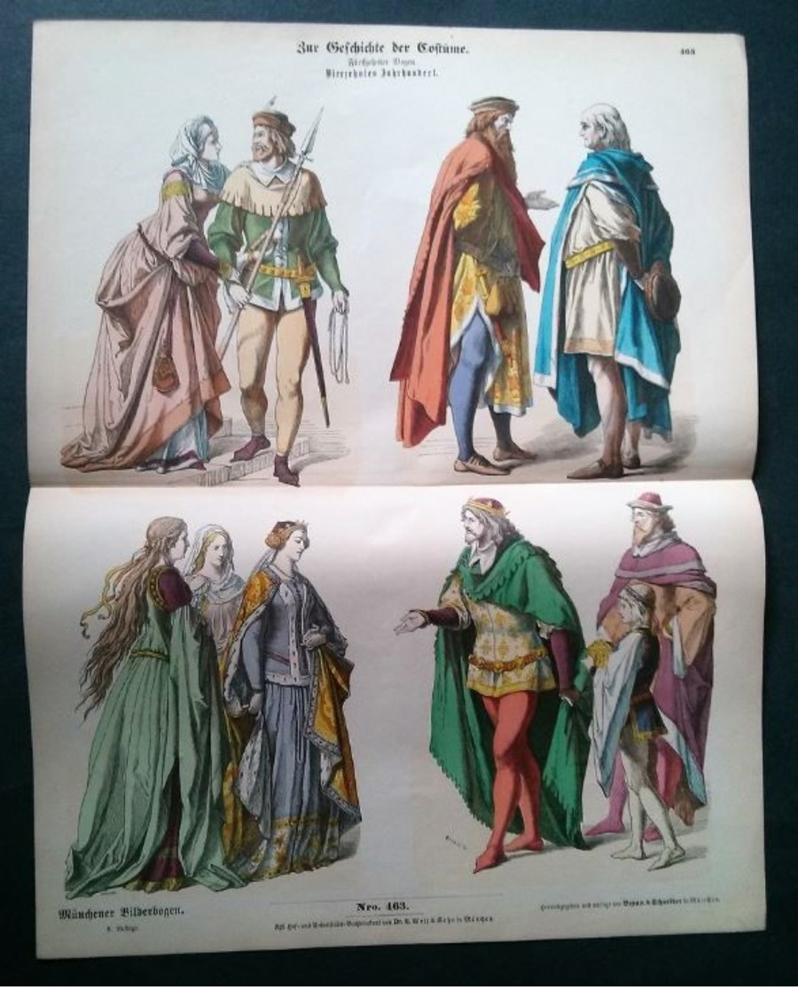 Litho Ancienne Allemande, Costumes Anciens No 463. - Lithographies