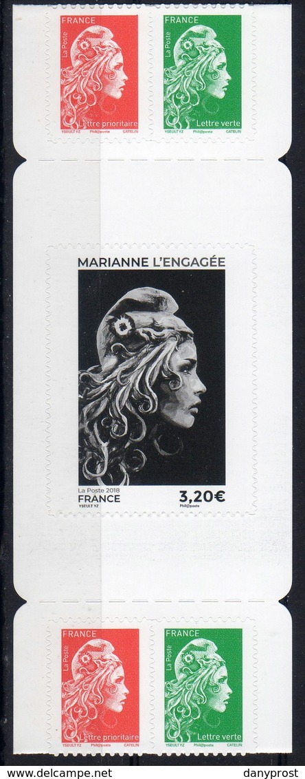 FRANCE 2018 / 1 Bloc 5ex Du CARNET De 13t ADHESIFS Dont La Valeur 3.20 € " Marianne L'engagée-20g LV + LP  " /  NEUFXX - Autres & Non Classés