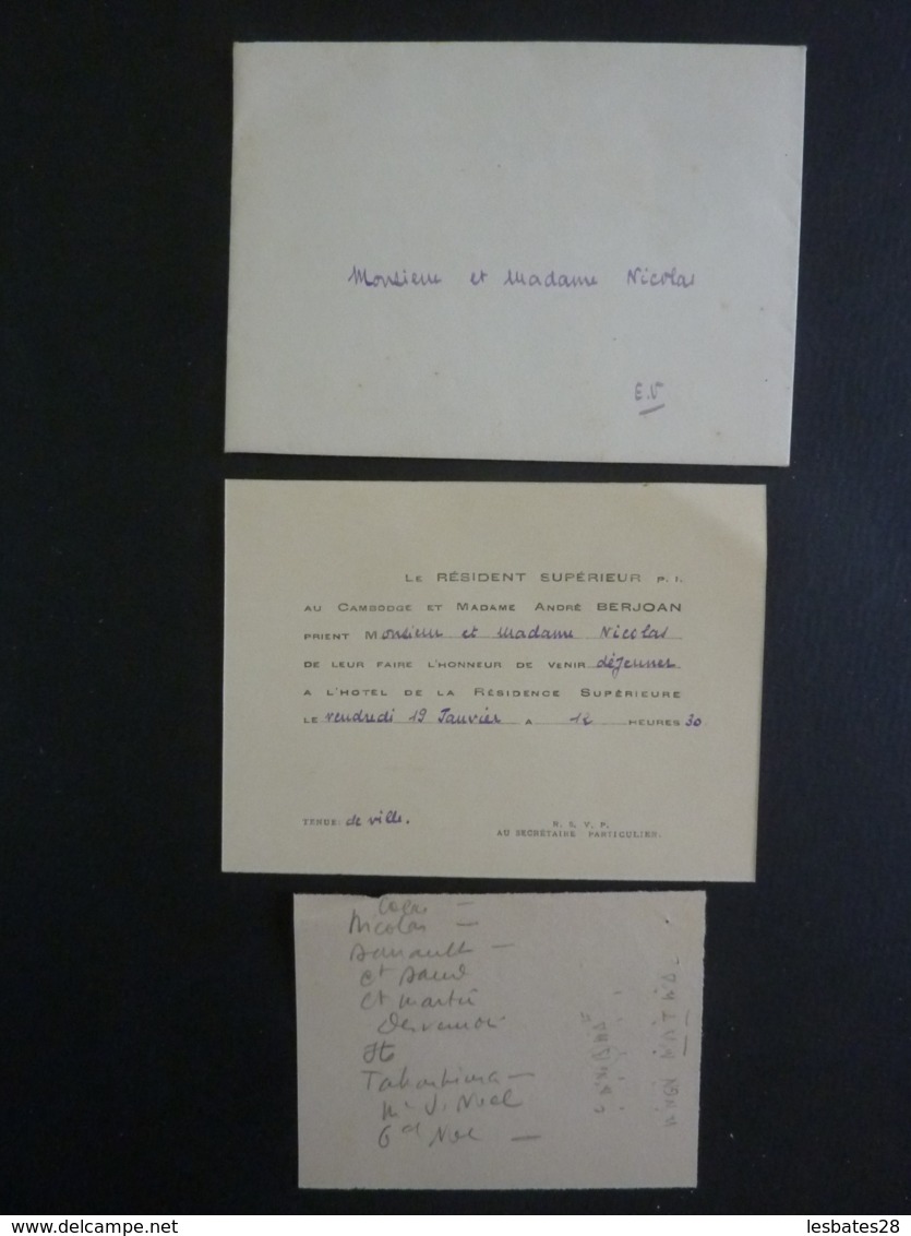 CAMBODGE  PHNOM-PENH RESIDENT SUPERIEUR Carte D'invitation "Faire L'Honneur De Venir Déjeuner" 1912  2018 Alb 5 - Other & Unclassified