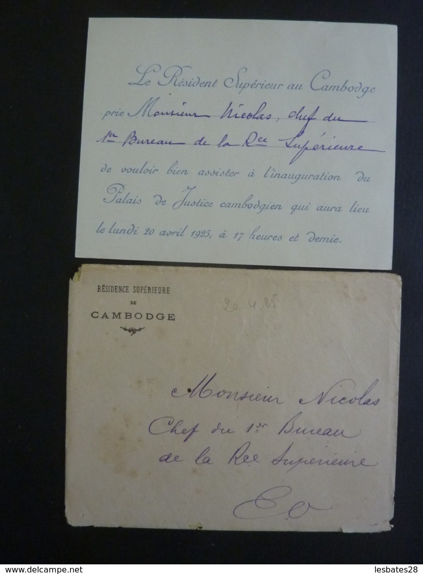 PHNOM-PENH, RESIDENT SUPERIEUR Carte D'invitation "Inauguration Du Palais De Justice Du CAMBODGE 1925  2018 Alb 5 - Autres & Non Classés