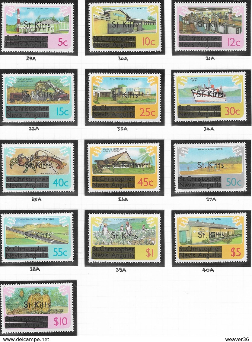 St Kitts SG29A-41A 1980 Definitive Set 13v Complete Unmounted Mint [38/31634/1D] - St.Kitts And Nevis ( 1983-...)