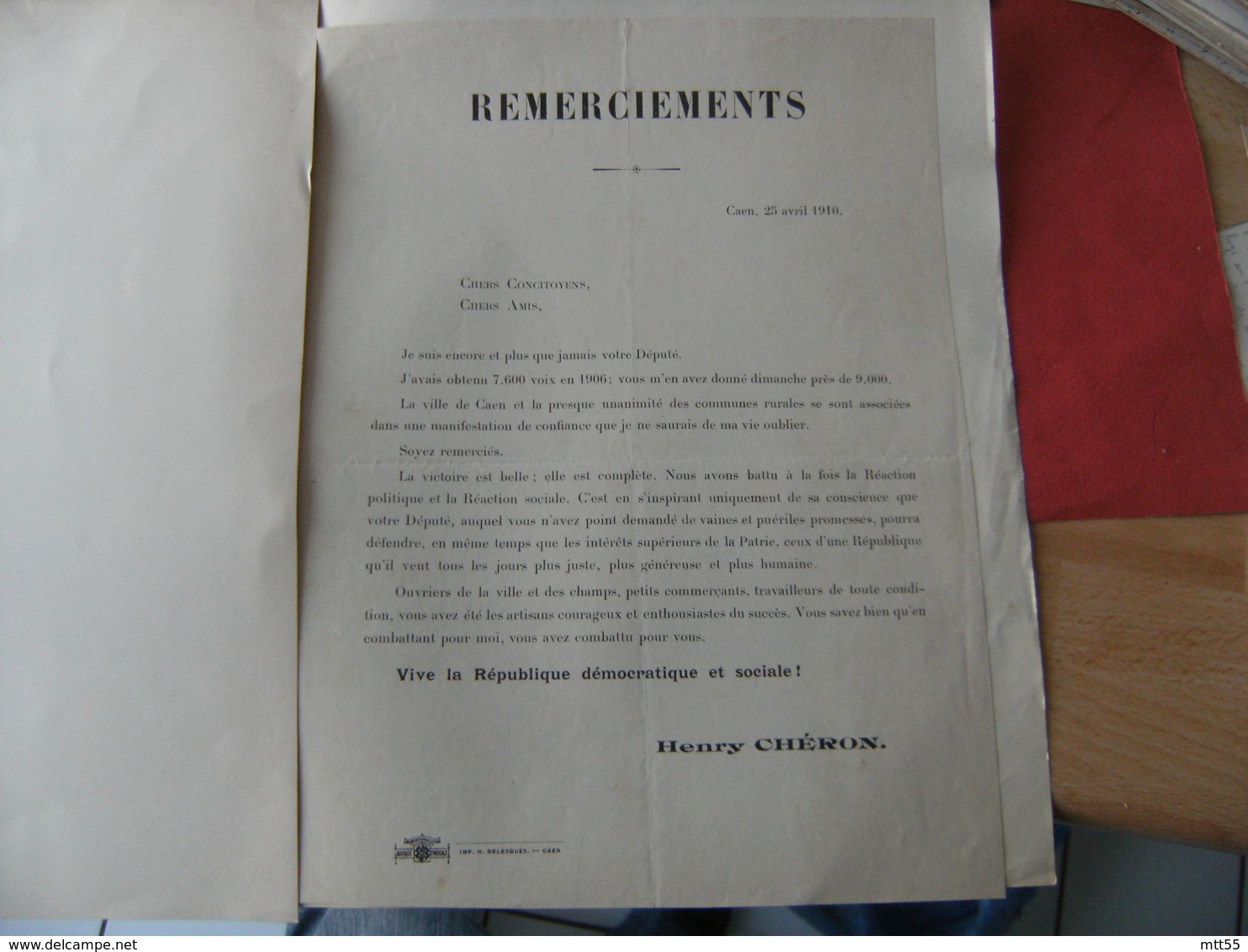 Election Senatoriale 20 Juillet 1913 Candidature Henry Cheron Plaquette Candidature - Historical Documents