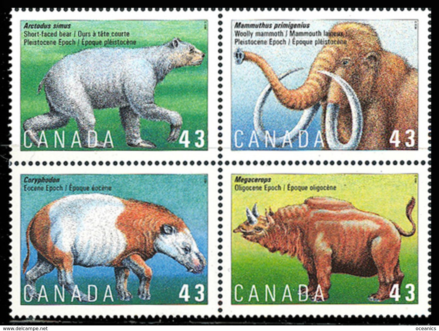 Canada (Scott No.1532a - Animaux Préhistoriques / Prehistoric Animals) [**] - Oblitérés