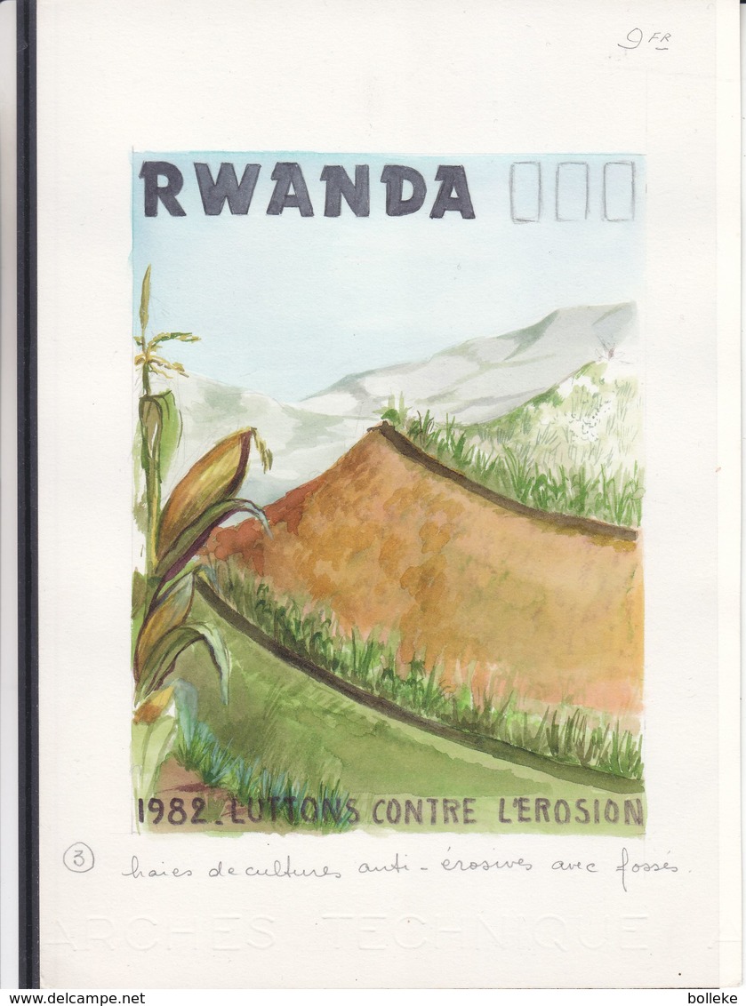 Rwanda - Aquarelle Sére COB 1159 / 68 - Lutte Contre L'érosion-haies De Culture Anti érosives-Oscar Bonnevalle-UNIQUE - Neufs