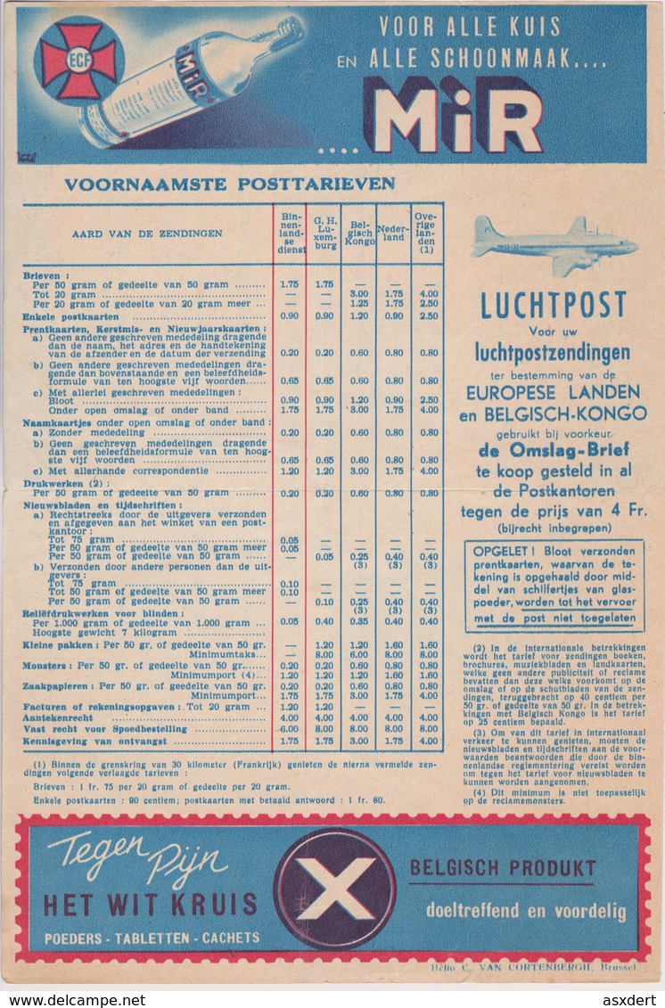 BELIGIE POSTTARIEVEN 1950 / Postfolder - Autres & Non Classés