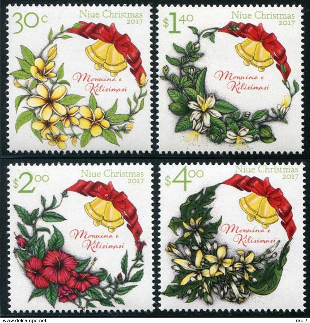 NIUE - 2017 - Noël 2017, Décorations Et Cloches De Noël - 4 Val Neufs // Mnh - Niue