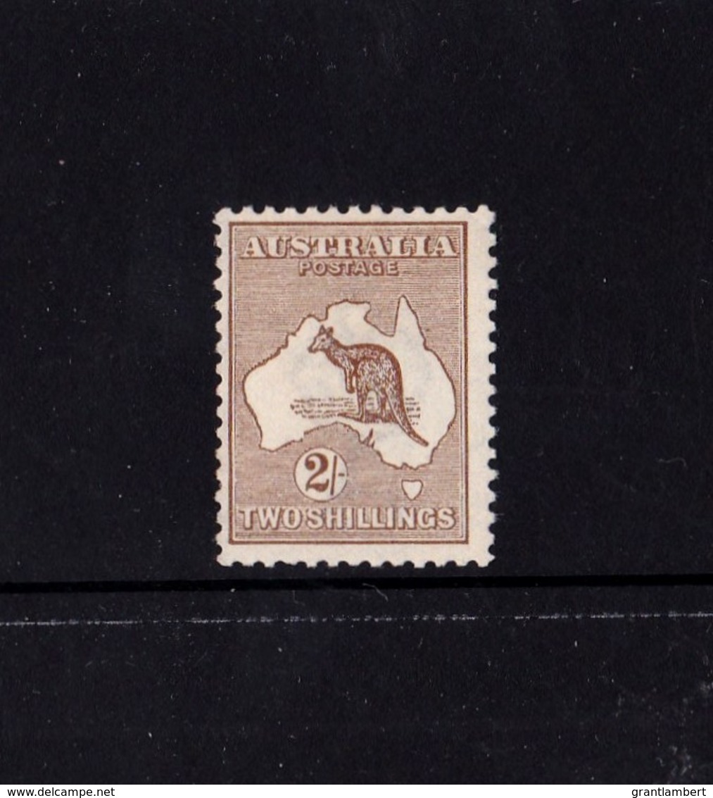 Australia 1913 Kangaroo 2/- Brown 1st Watermark MH - Mint Stamps