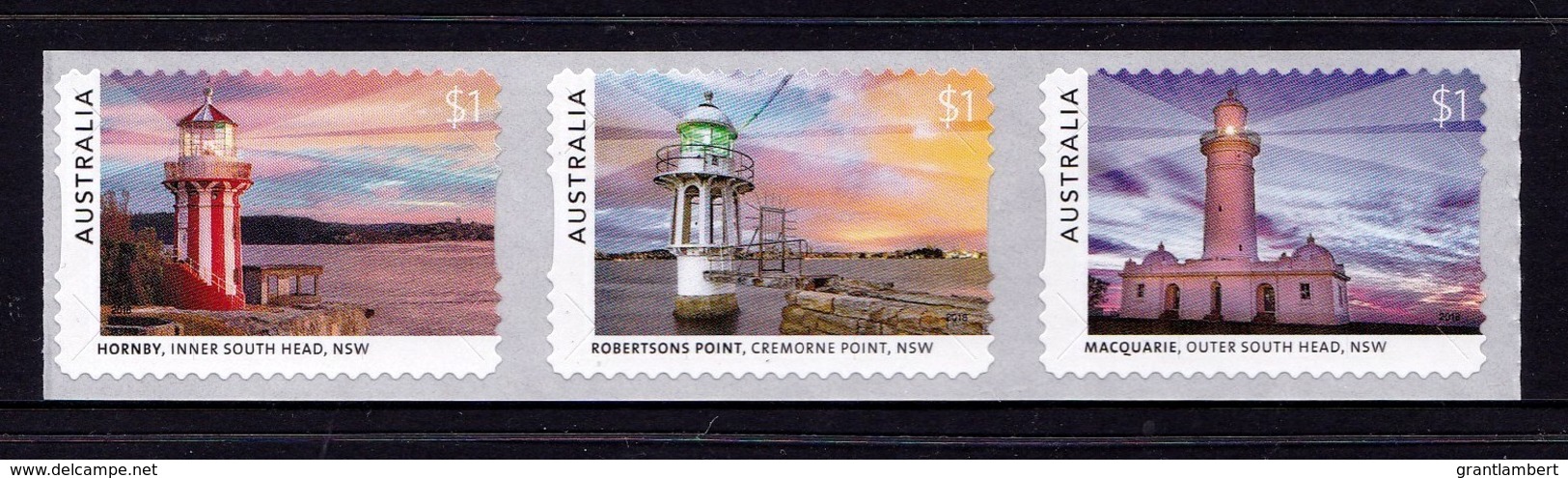 Australia 2018 Lighthouses Of Sydney Set Of 3 Self-adhesives MNH - Ungebraucht