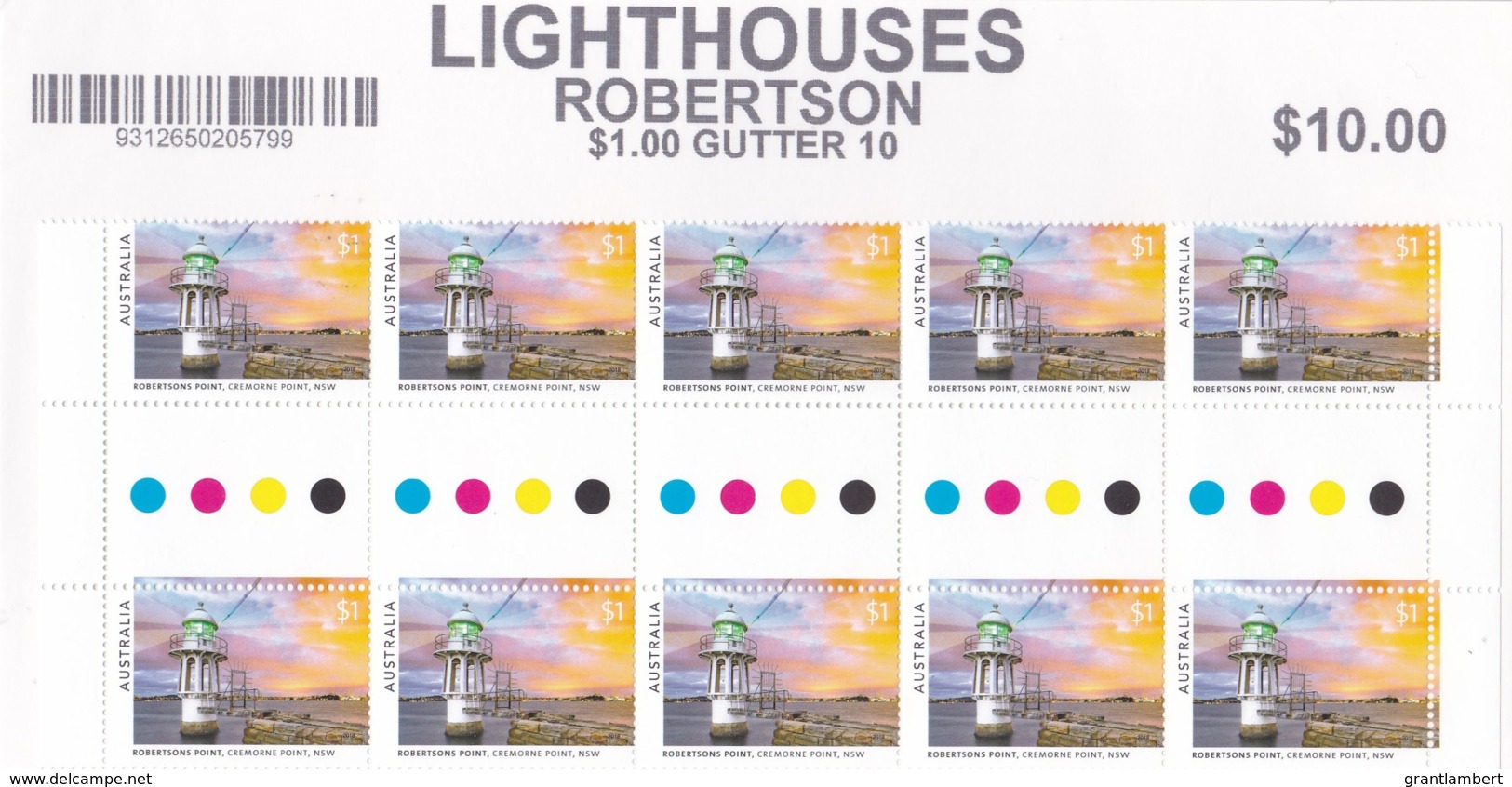 Australia 2018 Lighthouses Of Sydney Set Of 3 Gutter Blocks Of 10 MNH - Mint Stamps