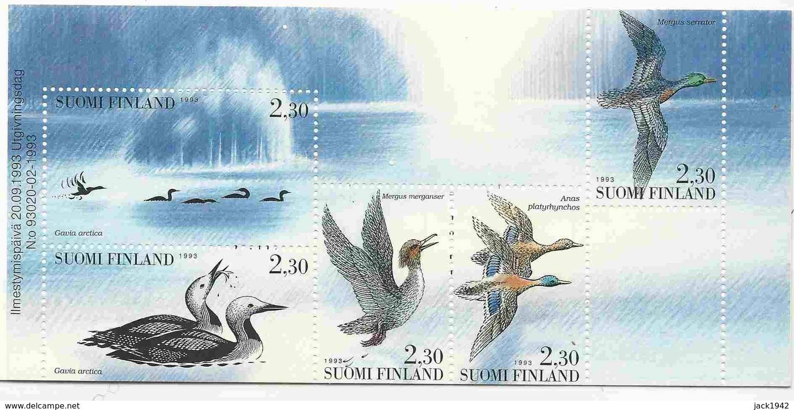 1993 - Carnet De 5 Timbres, Valeur 11,50 Mk- Sujet : Oiseaux Sauvages - Postzegelboekjes