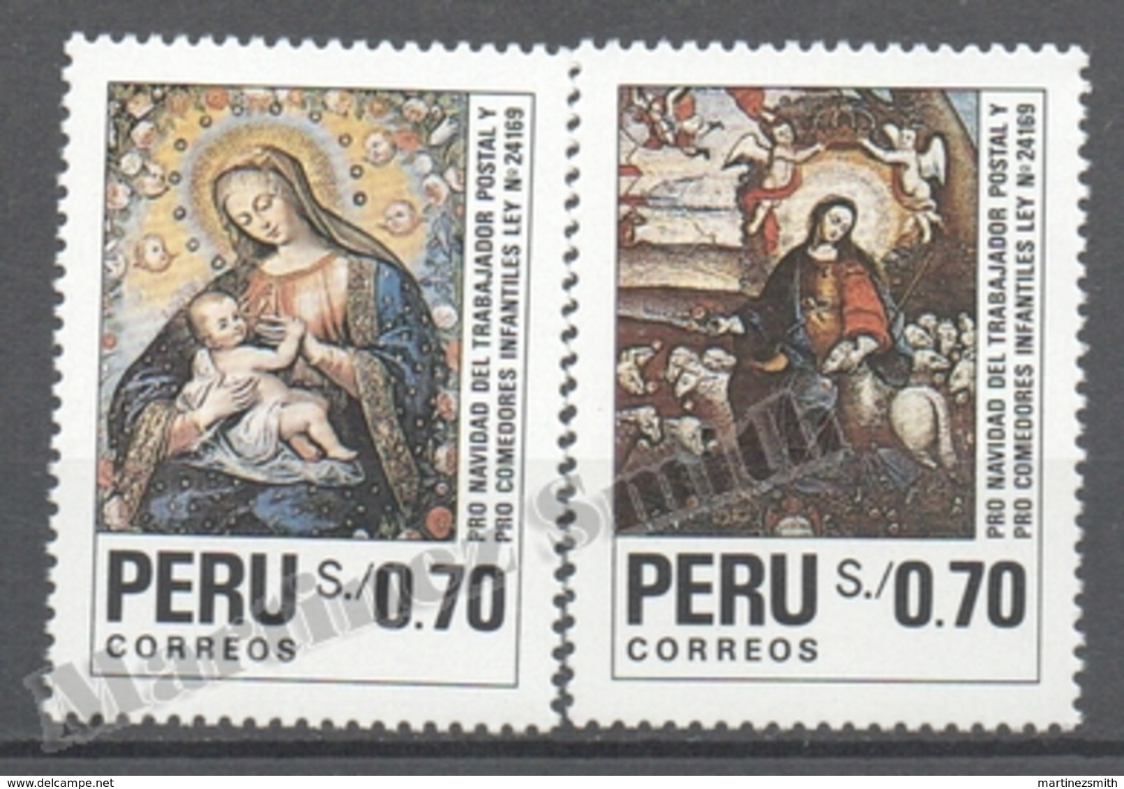 Peru / Perou 1991 Yvert 956-57, Christmas, Paintings, Charity For The Workers - MNH - Peru