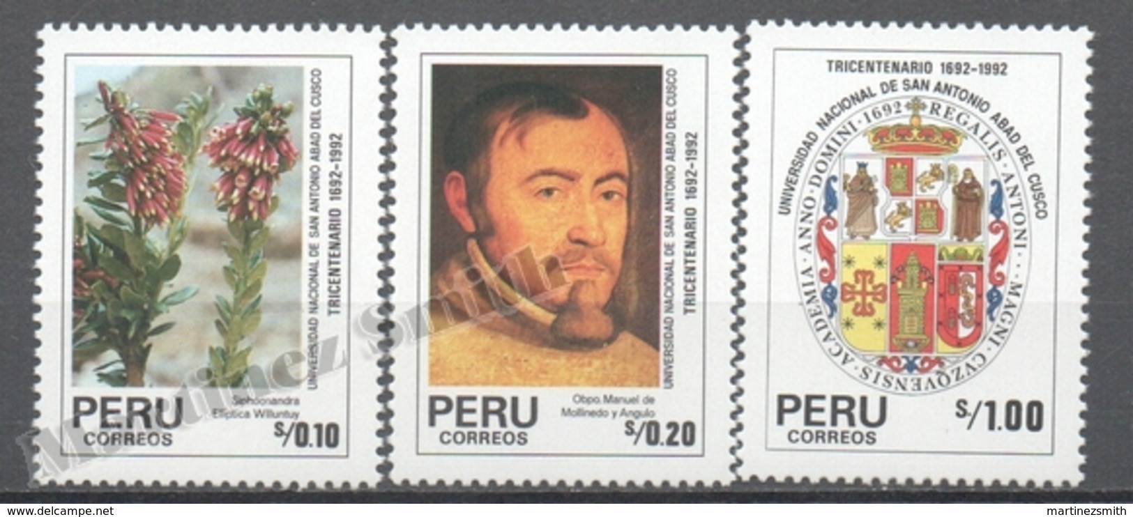 Peru / Perou 1991 Yvert 953-55, 300th Ann. National University Of San Antonio Abad Del Cusco - MNH - Peru