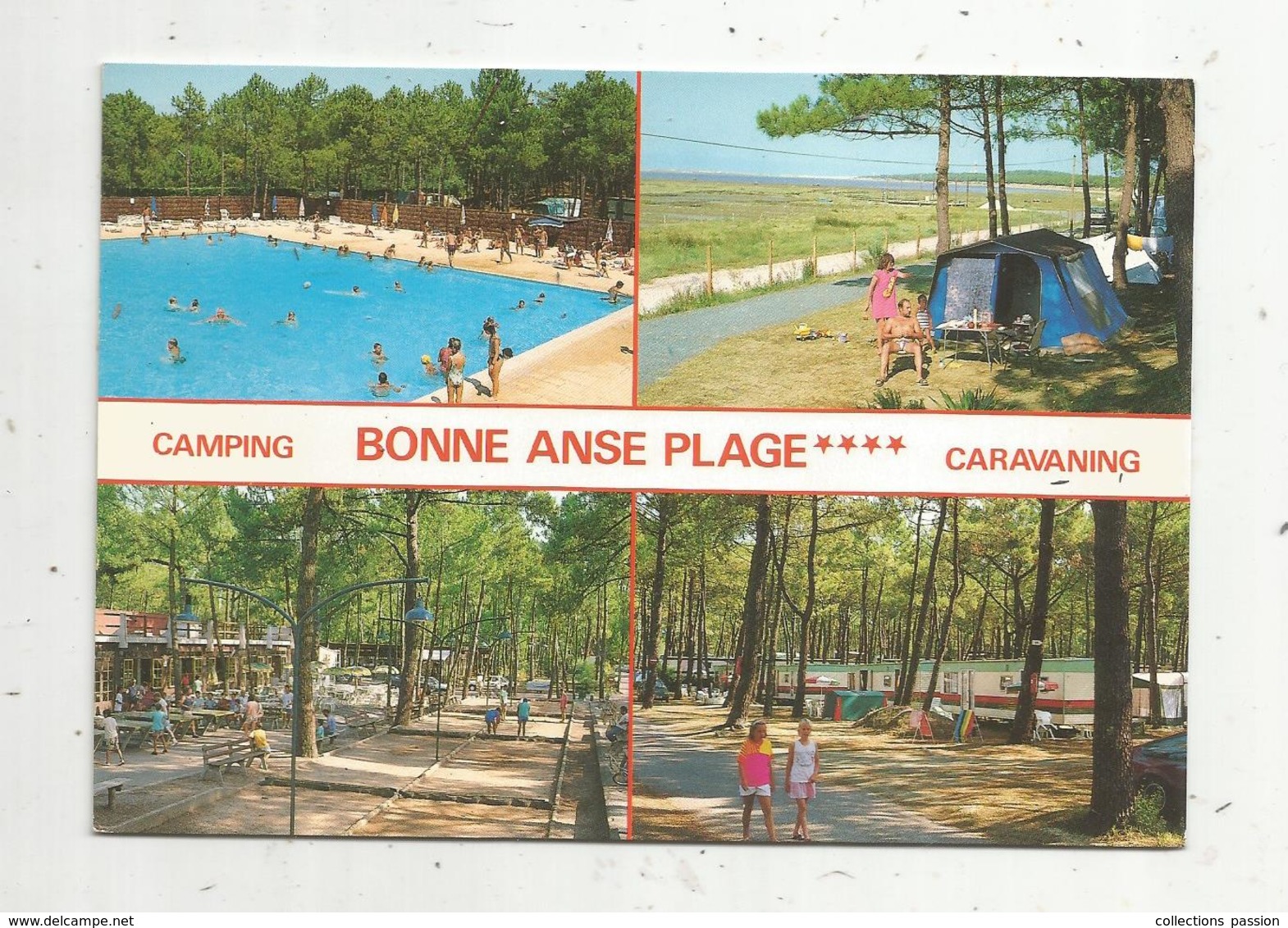 Cp , 17 , LES MATHES ,  LA PALMYRE , Camping Bonne Anse Plage ,multi Vues , Voyagée 1990 - Les Mathes