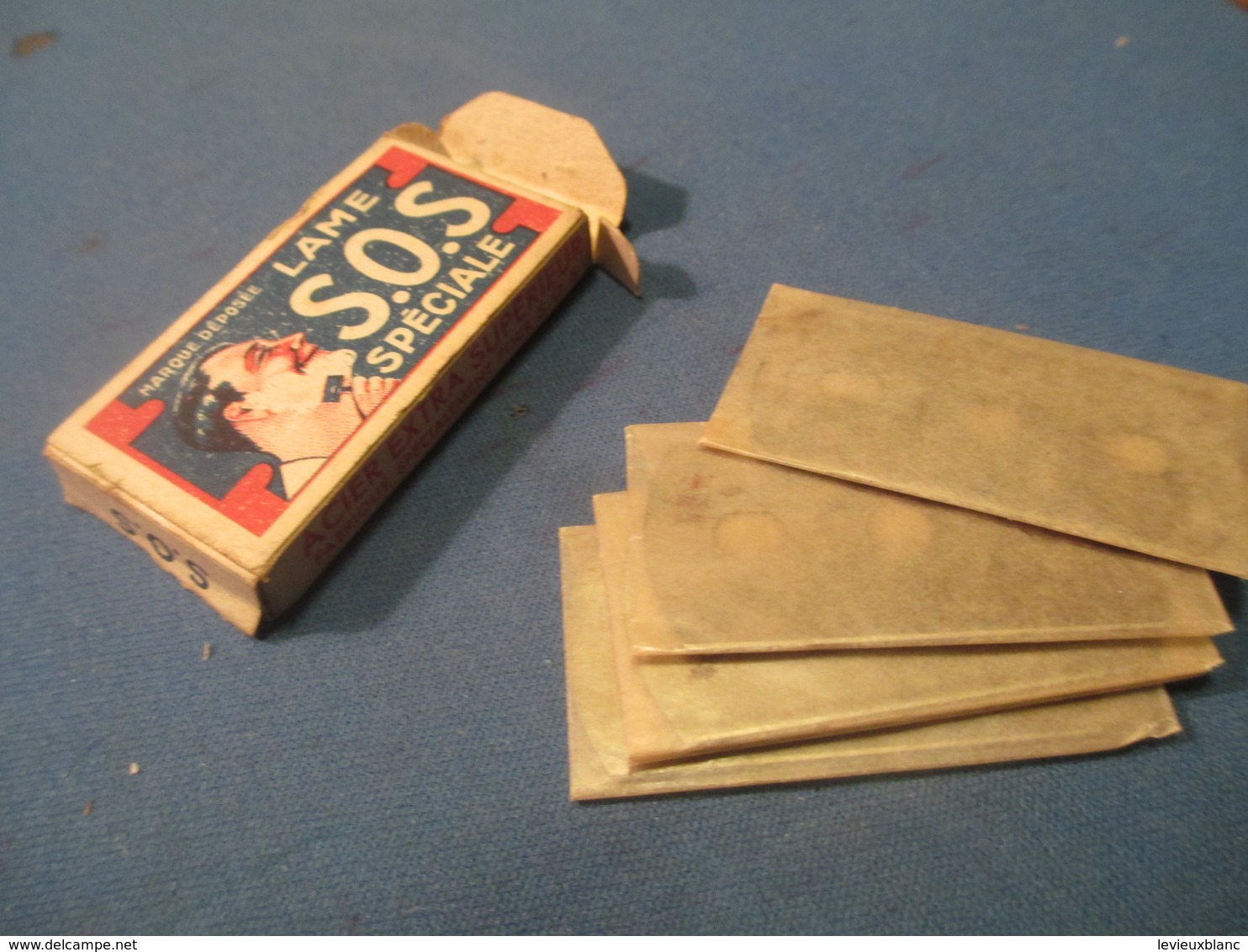 Lames De Rasoir Anciennes/SOS Spéciale/Acier Extra Supérieur/Marque Déposée/Fab Française/( 5 Lames)/Vers1920-50 PARF109 - Razor Blades