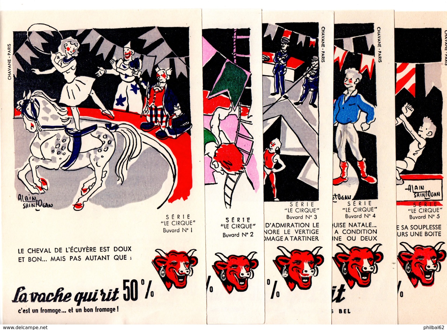 Buvards Vache Qui Rit. Série Complète De 10 Buvards.  " Le Cirque " Dessins A.Saint Ogan. - Produits Laitiers