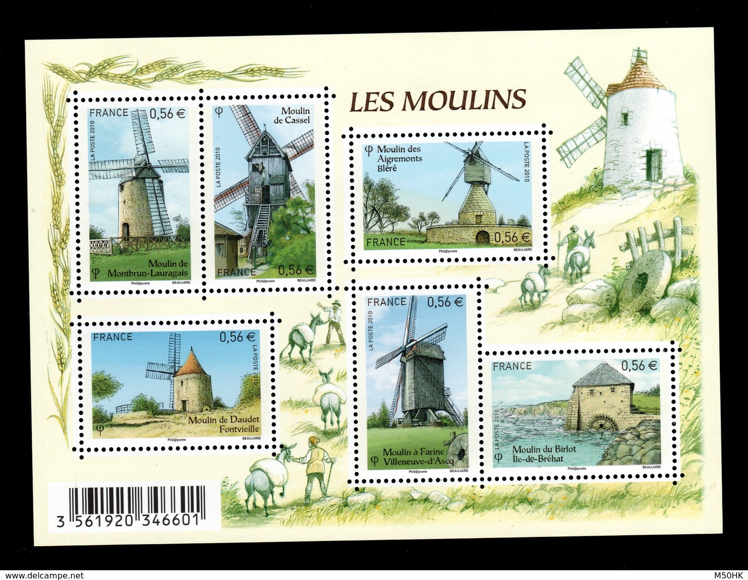 YV 4486 à 4490 / F4486 N** Moulins - Prix = Faciale - Neufs