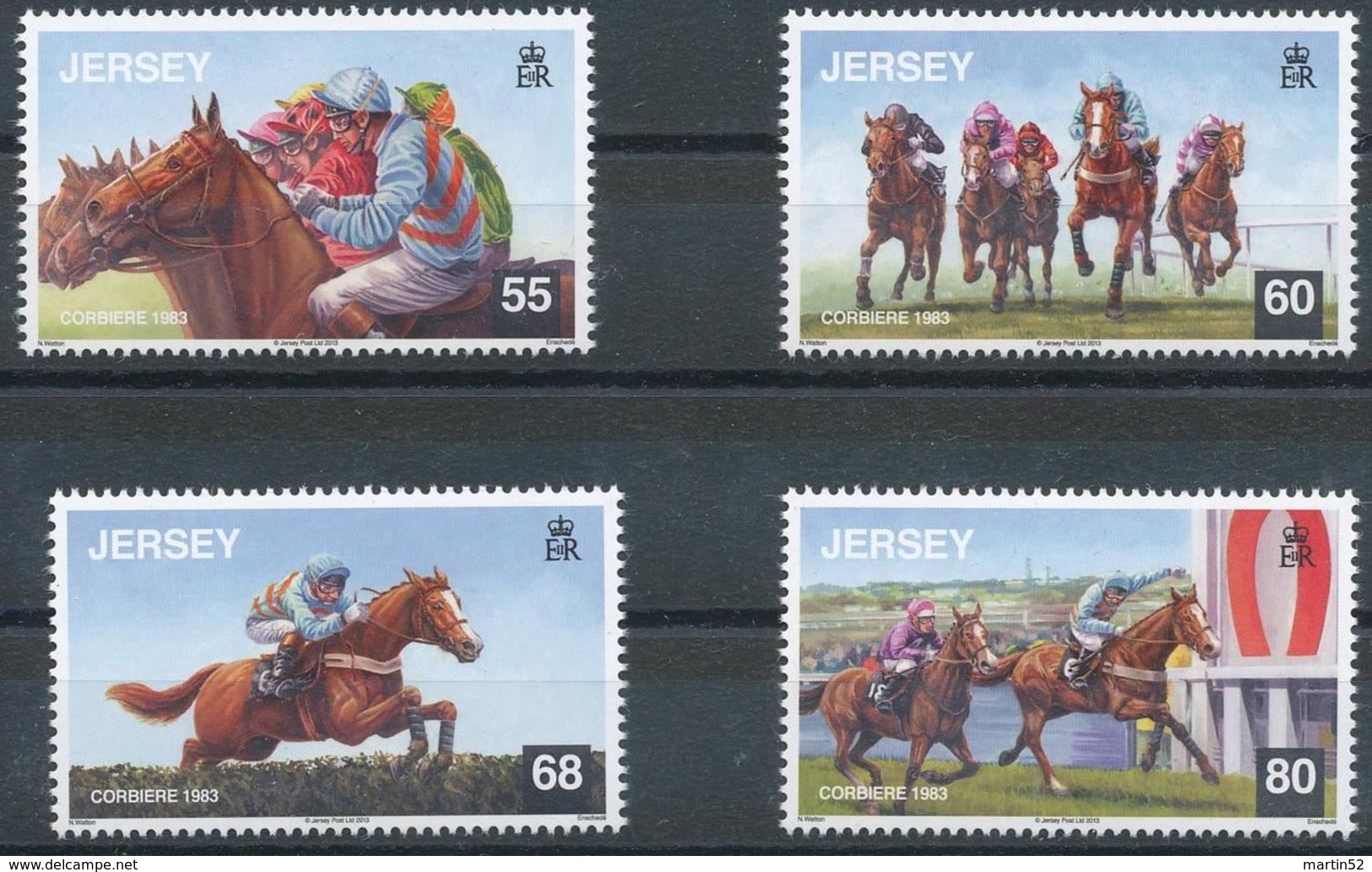 Jersey 2013: "Grand National In Aintree" Michel-No. 1724-1728 Block 105 ** MNH - START BELOW POSTAL FACE VALUE (£ 4.63) - Hippisme