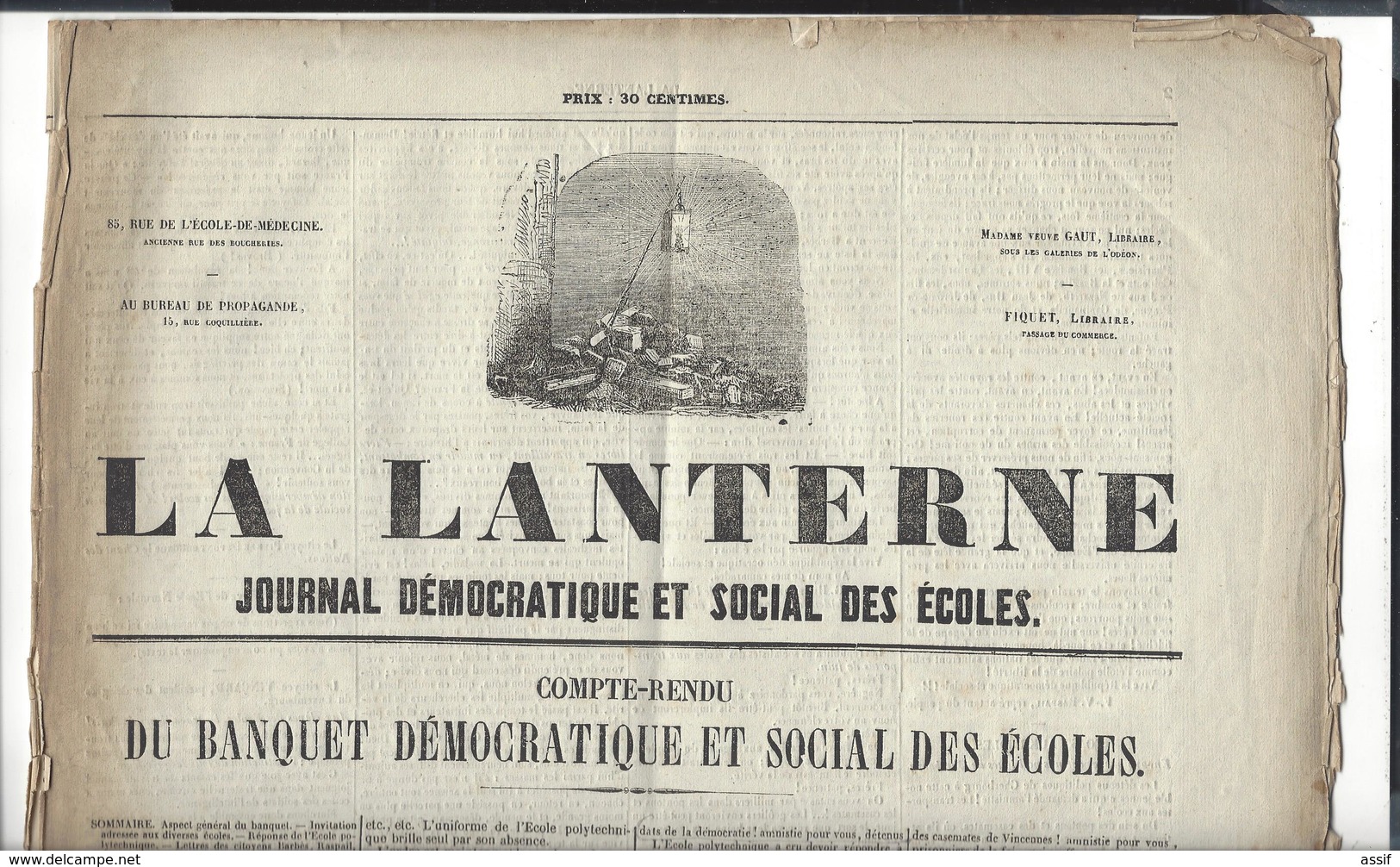 5 JOURNAUX De1848 / 49 : Le Prophète Républicain ( Napoléon ), L'Apôtre Du Peuple ( 2 N° ), La Lanterne , L'Union Social - 1800 - 1849