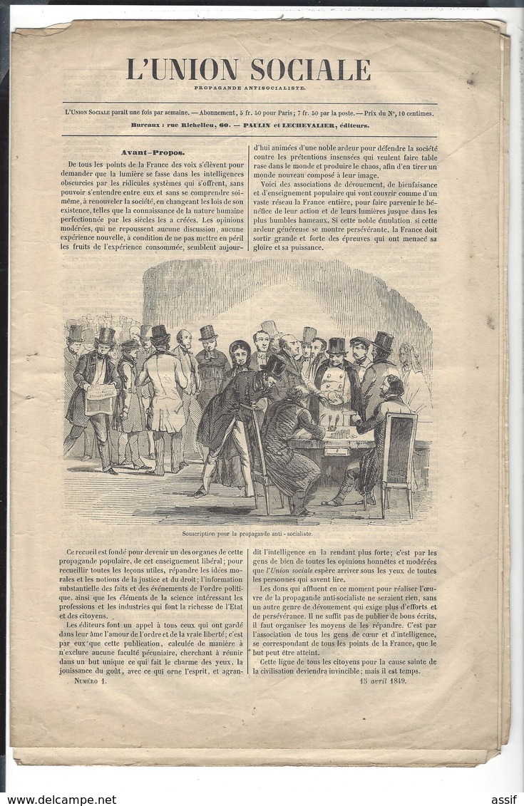 5 JOURNAUX De1848 / 49 : Le Prophète Républicain ( Napoléon ), L'Apôtre Du Peuple ( 2 N° ), La Lanterne , L'Union Social - 1800 - 1849