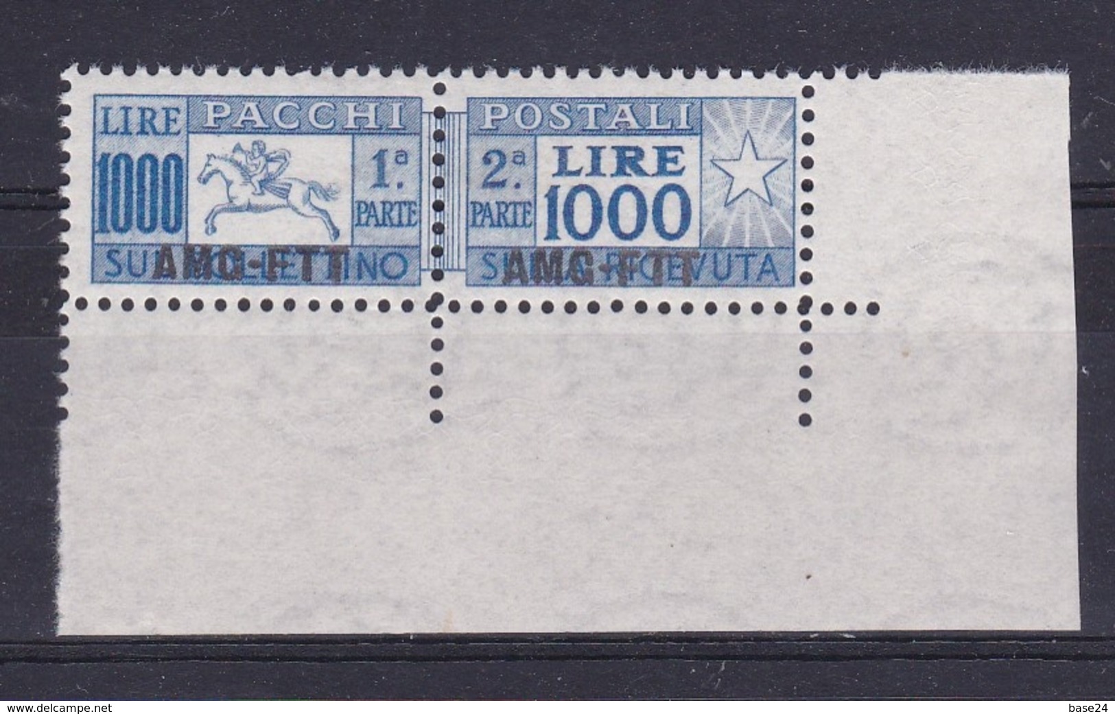 1954 Italia Italy Trieste A  CAVALLINO 1000 LIRE Azzurro Oltremare MNH** Pacchi Postali Parcel Post - Postpaketen/concessie