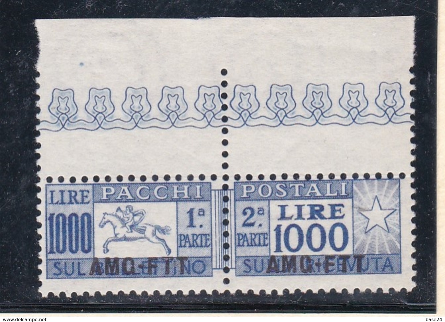 1954 Italia Italy Trieste A  CAVALLINO 1000 LIRE Azzurro Oltremare MNH**  Pacchi Postali Parcel Post - Postpaketen/concessie