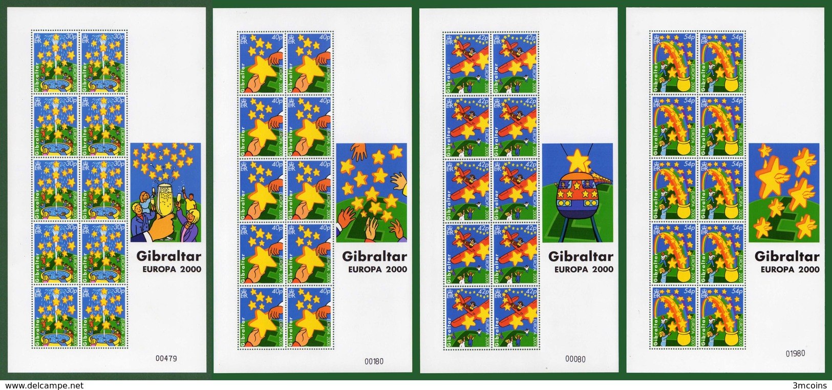 Μ3-36214 Gibraltar 2000. 10 Complete Series Europa-stamps [4x10=40 Stamps]. - Gibraltar