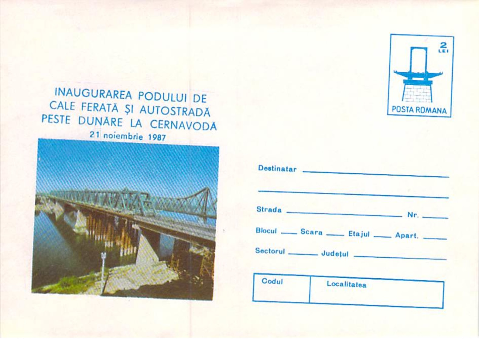 Pod De Cale Ferata Si Autostrada Peste Dunare La Cernavoda Cod 0151/87 - Tarjetas – Máximo