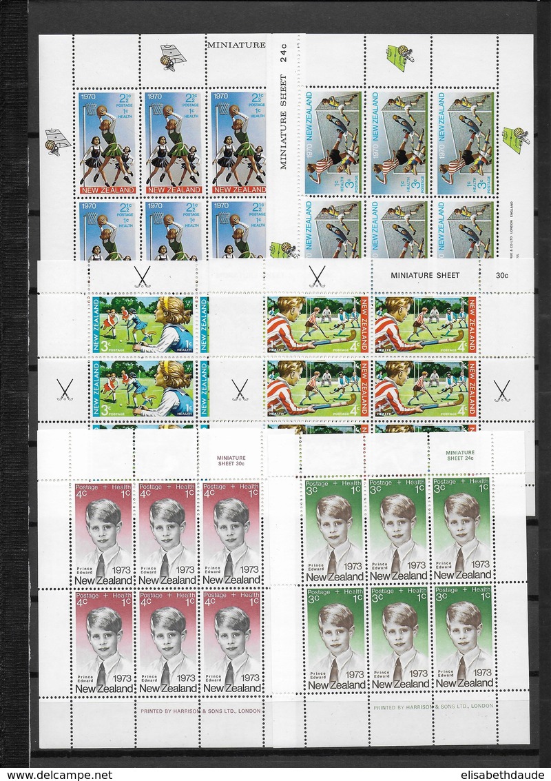 NEW ZEALAND - 1970/1981 - BLOCS YVERT N° 28/46 ** MNH - COTE = 290 EUR. - 4 PAGES SCANNEES - Blocks & Sheetlets