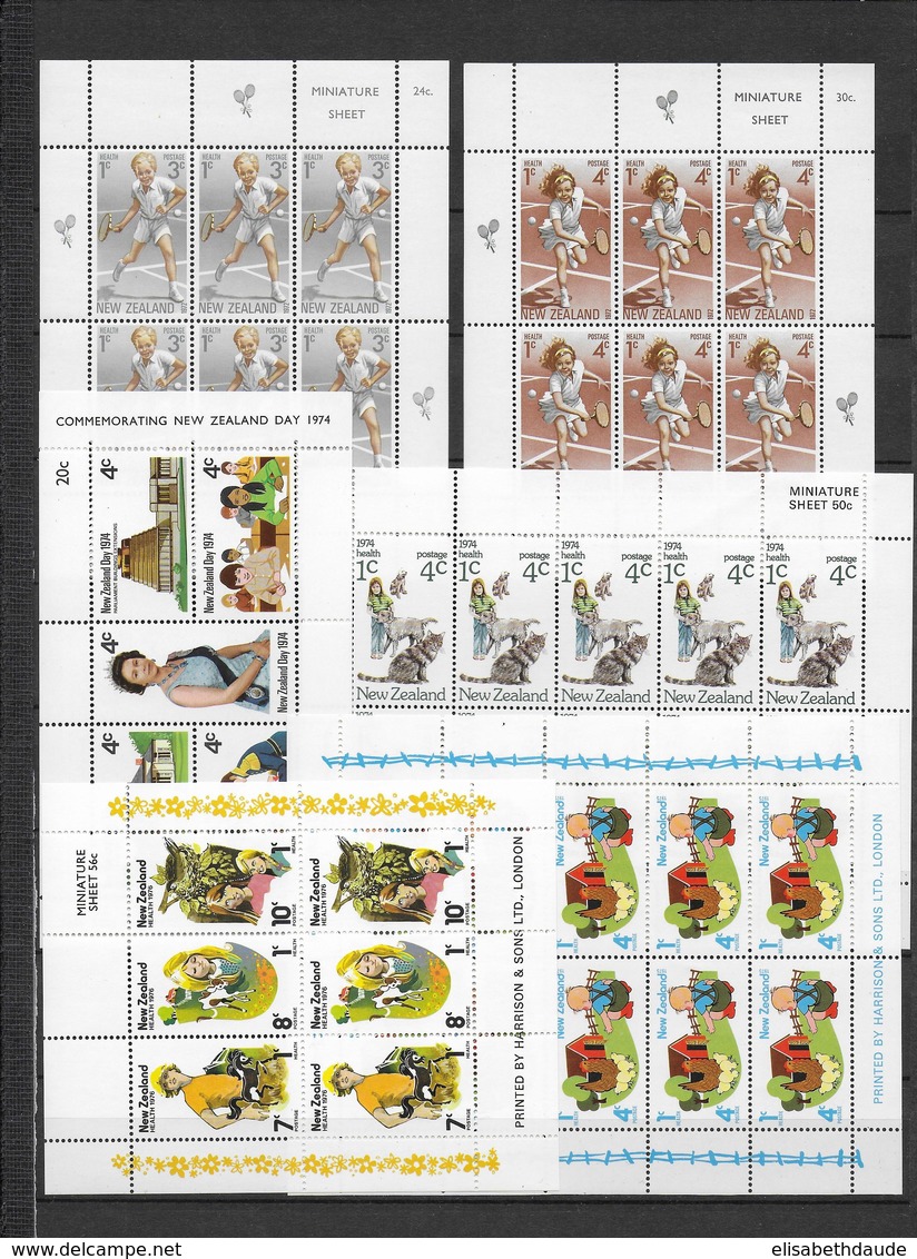 NEW ZEALAND - 1970/1981 - BLOCS YVERT N° 28/46 ** MNH - COTE = 290 EUR. - 4 PAGES SCANNEES - Blocks & Kleinbögen