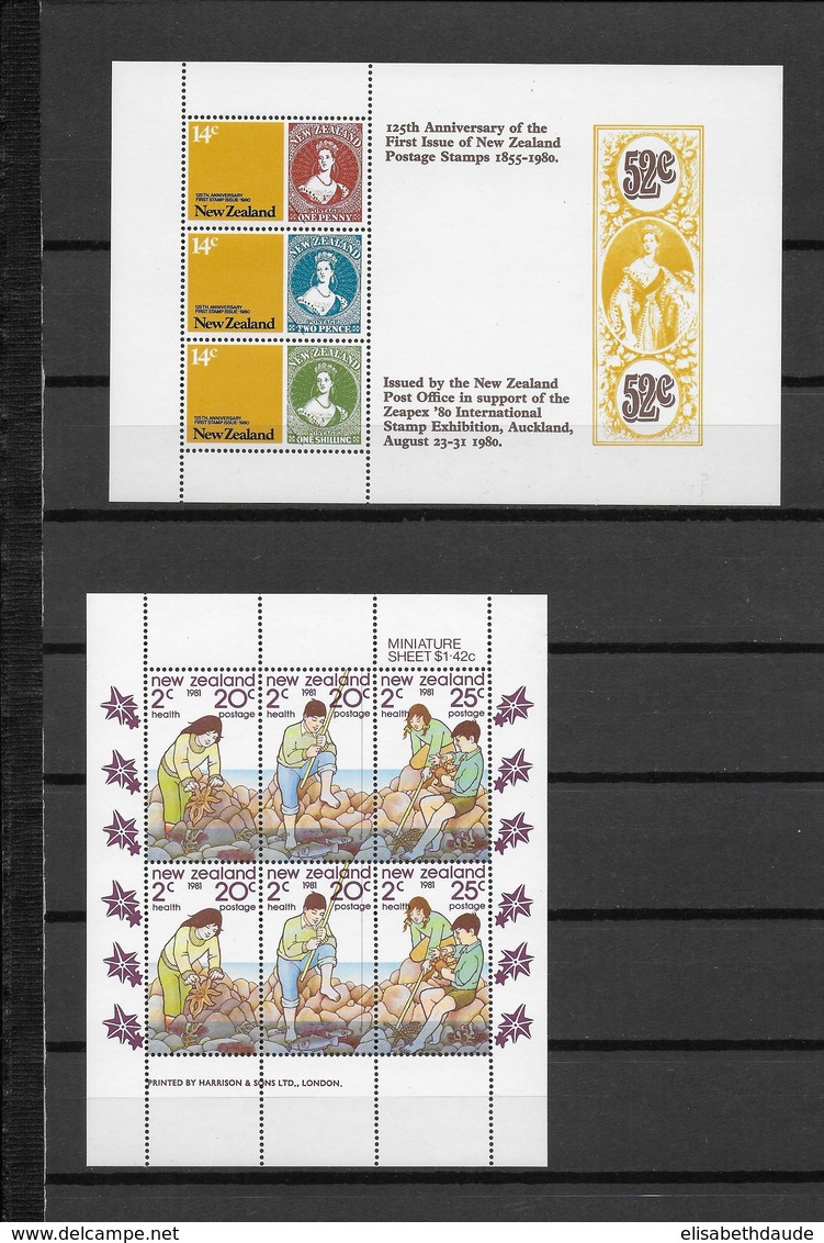 NEW ZEALAND - 1970/1981 - BLOCS YVERT N° 28/46 ** MNH - COTE = 290 EUR. - 4 PAGES SCANNEES - Blocs-feuillets