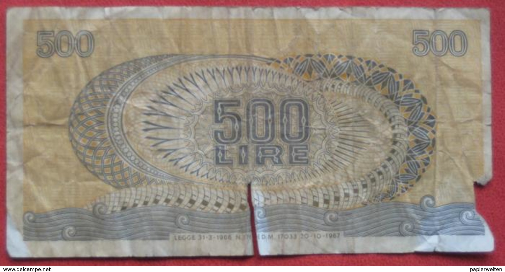 500 Lire 1966 (WPM 93a) Ausgabe 1967 - 500 Liras