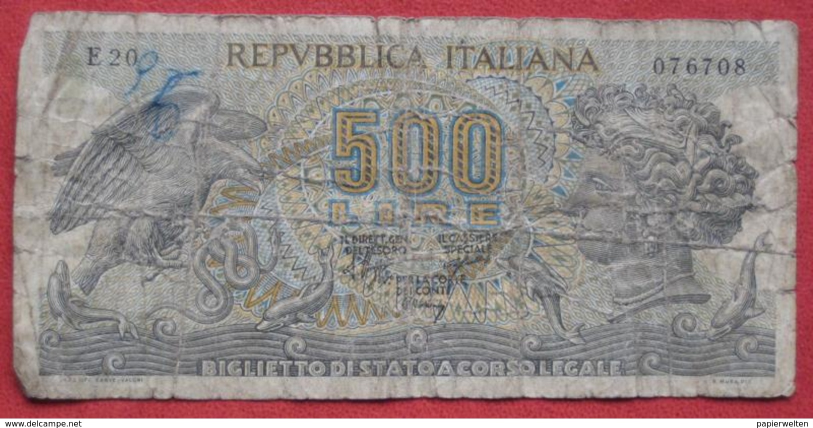 500 Lire 1966 (WPM 93a) Ausgabe 1970 - 500 Liras