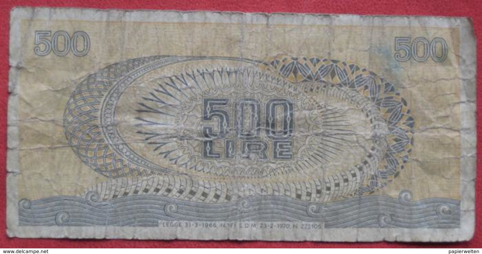 500 Lire 1966 (WPM 93a) Ausgabe 1970 - 500 Lire