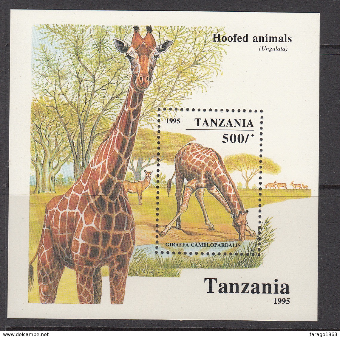 1995 Tanzania Mammals Giraffes Souvenir Sheet Of 1 MNH - Tanzania (1964-...)