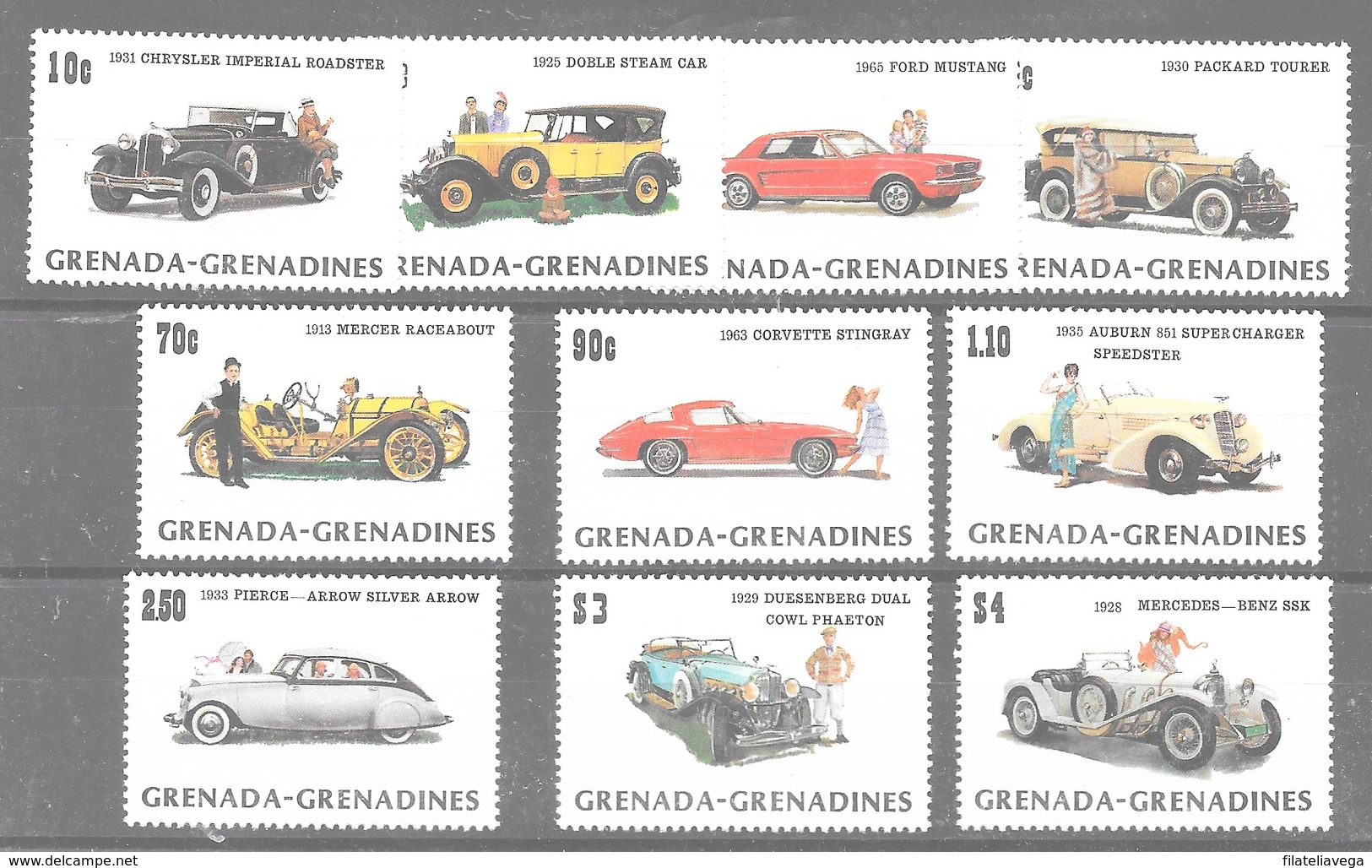 Serie De Grenada-Grenadinas Nº Yvert 484/93 **  COCHES (CARS) - Grenada (1974-...)