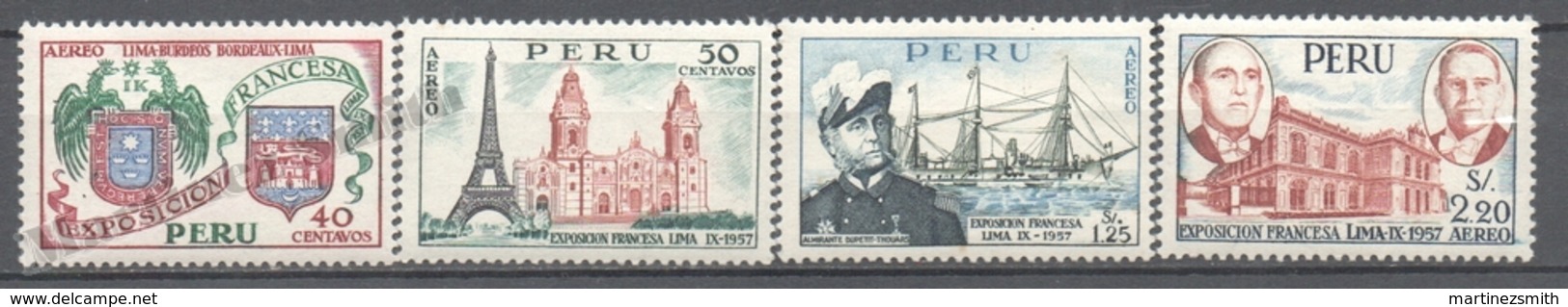 Peru / Perou 1957 Yvert Airmail 121-24, French Exposition At Lima - MNH - Peru