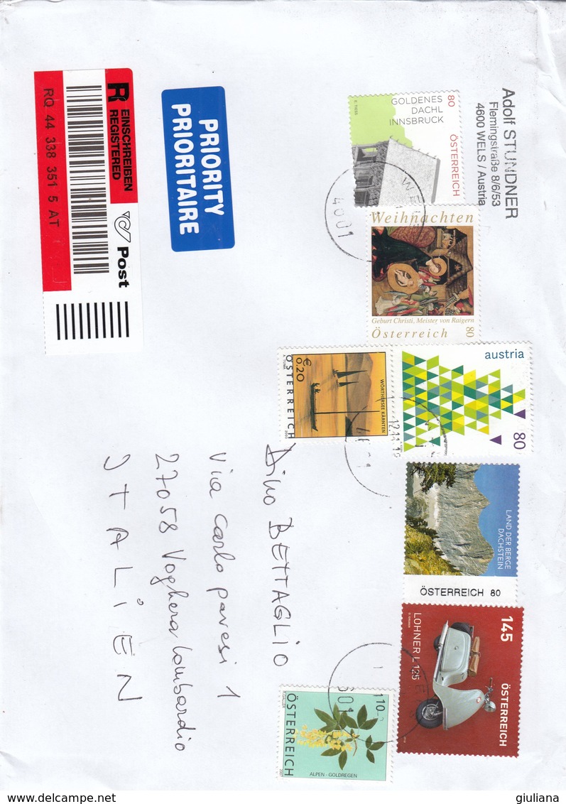 Austria 2018 - Busta Racc. X L'Italia Affrancata Con 7 Stamps - Briefe U. Dokumente